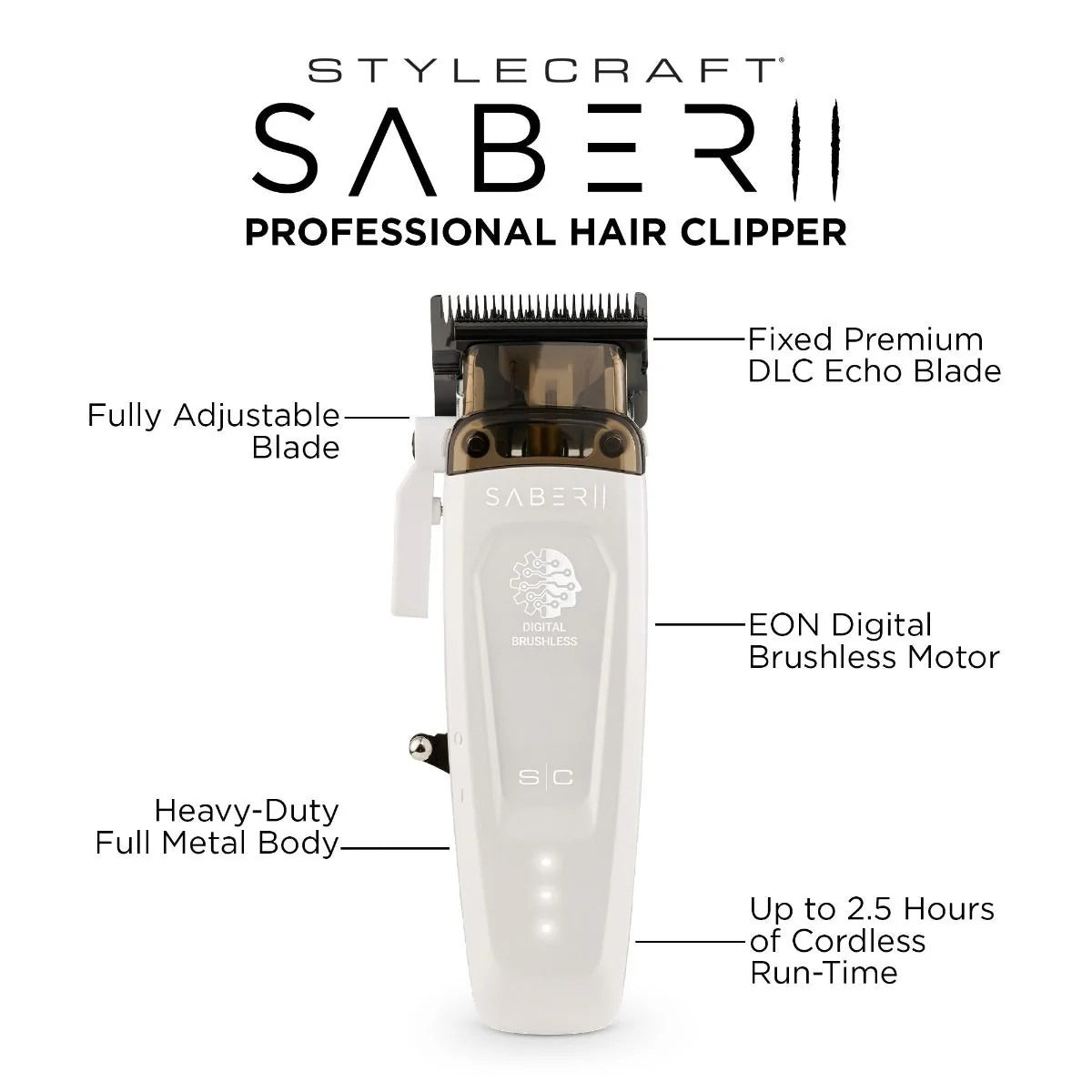 StyleCraft Saber 2.0 Clipper - White