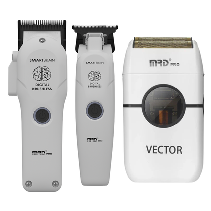 MRD Pro Smart Brain Precision Clipper, Trimmer and Vector Foil Shaver - White